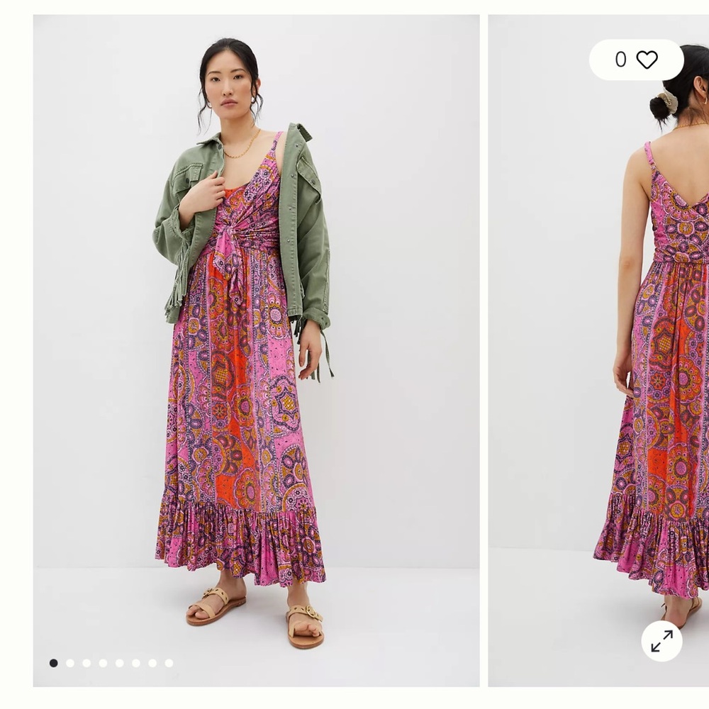 NWT Anthropologie Andie Tie Front Maxi dress Medium P.